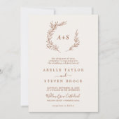 Invitation Feuille minimale | Boho Cream Mariage de monogramm (Devant)