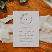 Invitation Feuille minimale | Boho Cream Mariage de monogramm