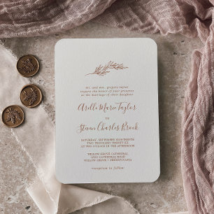 Invitation Feuille minimale   Boho Cream Mariage traditionnel