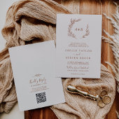 Invitation Feuille minimale | Boho Cream Monogram QR Code Mar