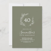 Invitation Feuille minimale | Dark Green 40e anniversaire (Devant)