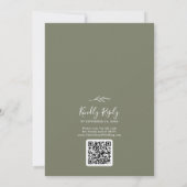 Invitation Feuille minimale | Dark Green Monogram QR Code Mar (Dos)