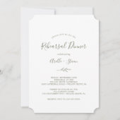 Invitation Feuille minimale | Dîner de répétition vert olive (Devant)