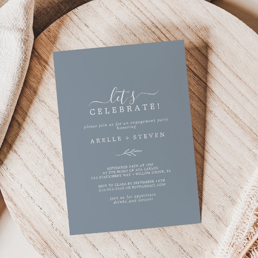 Invitation Feuille minimale | Dusty Blue Célébrons