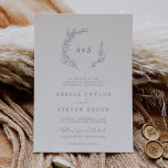 Invitation Feuille minimale | Dusty Blue Formal Monogram Mari<br><div class="desc">Ce faire-part de mariage monogramme formel bleu poussiéreux en feuille minimaliste est parfait pour un mariage élégant. Le design se compose d'une simple silhouette de verdure en ardoise bleue claire et de style minimaliste classique. Personnalisez avec les initiales de la mariée et du marié.</div>