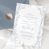 Invitation Feuille minimale | Dusty Blue Mariage