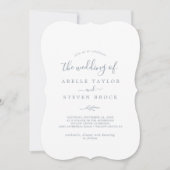 Invitation Feuille minimale | Dusty Blue Monogram Back Mariag (Devant)