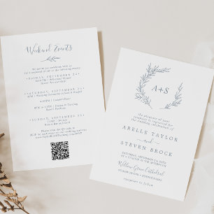 Invitation Feuille minimale   Dusty Blue Weekend Events Maria