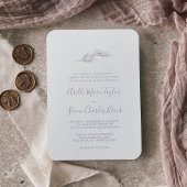 Invitation Feuille minimale | Dusty Purple Mariage traditionn