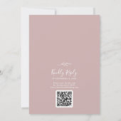 Invitation Feuille minimale | Dusty Rose Monogram QR Code Mar (Dos)