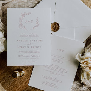 Invitation Feuille minimale Dusty Rose tout en un Mariage