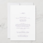 Invitation Feuille minimale | Dusty violet tout en un Mariage (Dos)