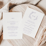 Invitation Feuille minimale | Dusty violet tout en un Mariage<br><div class="desc">Ce violet feuillu minimal tout en une seule faire-part de mariage est parfait pour un mariage élégant. Le design se compose d'une simple silhouette de verdure en lavande claire violette au style minimaliste classique. Personnalisez avec les initiales du couple. Enregistrez du papier en incluant les détails au verso du faire-part...</div>