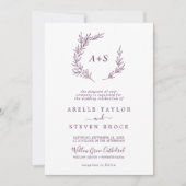 Invitation Feuille minimale | Eggplant Tout En Un Mariage (Devant)