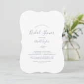 Invitation Feuille minimale | Fête des mariées bleu Dusty (Debout devant)