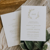 Invitation Feuille minimale | Gold All In One Mariage