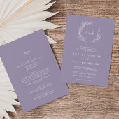 Invitation Feuille minimale | Lavande Tout en un Mariage