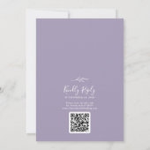 Invitation Feuille minimale | Lavender Monogram QR Code Maria (Dos)