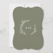 Invitation Feuille minimale | Mariage arrière du monogramme v (Dos)