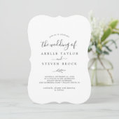 Invitation Feuille minimale | Mariage arrière gris foncé (Debout devant)