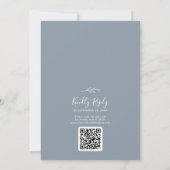 Invitation Feuille minimale | Mariage de code QR bleu et blan (Dos)