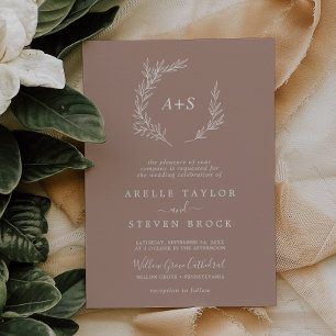 Invitation Feuille minimale Mariage de monogramme officiel