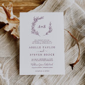 Invitation Feuille minimale | Mariage de monogramme officiel