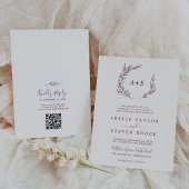 Invitation Feuille minimale | Mariage du code QR du monogramm