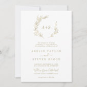 Invitation Feuille minimale | Mariage Gold Weekend Events (Devant)
