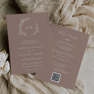 Invitation Feuille minimale | Mariage Neutral Weekend Events