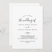 Invitation Feuille minimale | Mariage noir et blanc (Devant / Derrière)