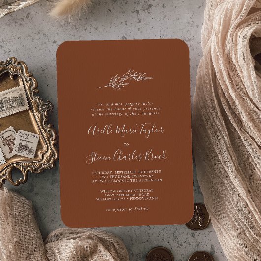 Invitation Feuille minimale | Mariage traditionnel en terre c