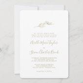 Invitation Feuille minimale | Mariage traditionnel or (Devant)