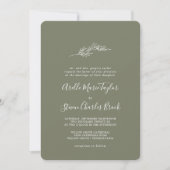 Invitation Feuille minimale | Mariage traditionnel vert foncé (Devant)