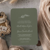 Invitation Feuille minimale | Mariage traditionnel vert foncé