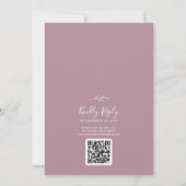 Invitation Feuille minimale | Mauve Monogramme QR Code Mariag (Dos)