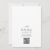 Invitation Feuille minimale | Monogramme gris foncé QR Code M (Dos)