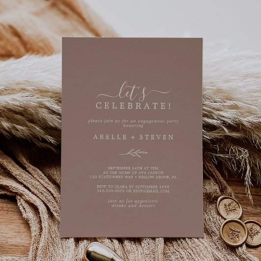 Invitation Feuille minimale | Neutre Fêtons l'invitation