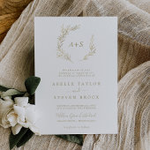 Invitation Feuille minimale | Or Mariage Monogramme Formel