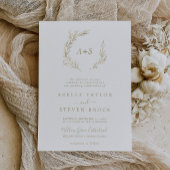 Invitation Feuille minimale | Or Mariage Monogramme Formel