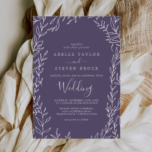 Invitation Feuille minimale Plum violet Mariage