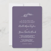 Invitation Feuille minimale | Plum violet Mariage traditionne (Devant)