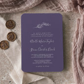 Invitation Feuille minimale | Plum violet Mariage traditionne