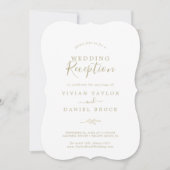 Invitation Feuille minimale | Réception de mariage d'or (Devant)