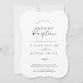 Invitation Feuille minimale | Réception de mariage gris foncé (Devant)
