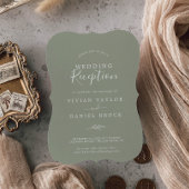 Invitation Feuille minimale | Réception De Mariage Vert Sage