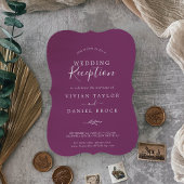 Invitation Feuille minimale | Réception Mariage Berry Purple