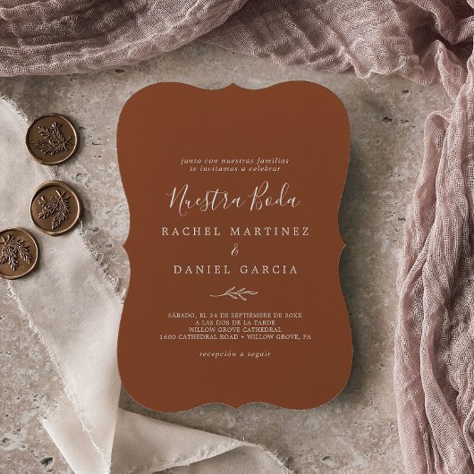 Invitation Feuille minimale | Terracotta Espagnol Nuestra Bod