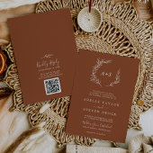 Invitation Feuille minimale | Terracotta Monogram QR Code Mar