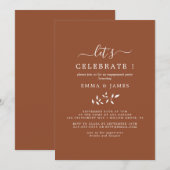 Invitation Feuille minimale | Terre cuite Célébrons (Devant / Derrière)